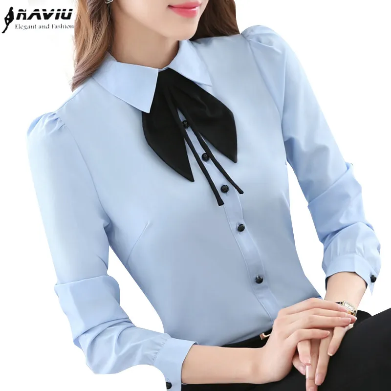 Spring Autumn Women Tops Long Sleeve Casual Chiffon Blouse