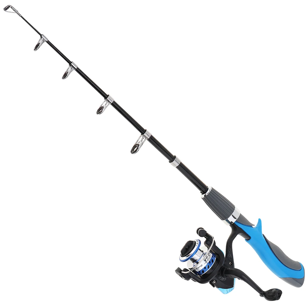 1.4 متر البسيطة المحمولة قضيب كومبو تلسكوبي الجليد روك الصيد قضيب + الغزل الصيد بكرة