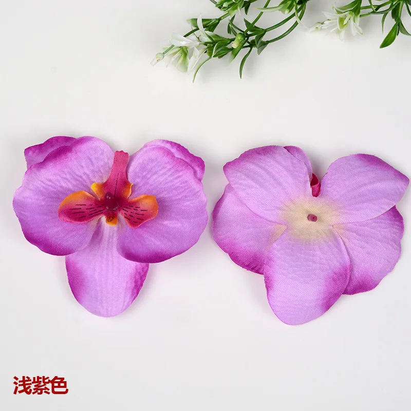 Йо Чо Белая бабочка Орхидея, искусственные цветы головы много высокого качества шелковые поддельные Orchidea Цветочные украшения ручная работа, сделай сам, ремесло - Цвет: purple