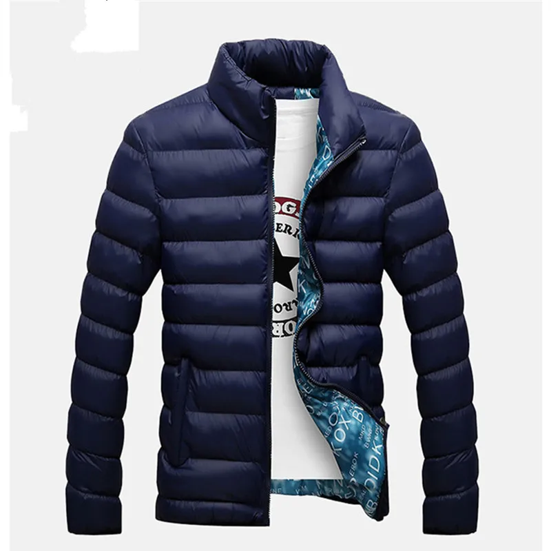 Повседневная мужская куртка, Новое поступление, зимняя верхняя одежда, парка, Мужская Удобная теплая куртка-бомбер, Мужская однотонная качественная куртка, Homme M-6XL - Цвет: new navy