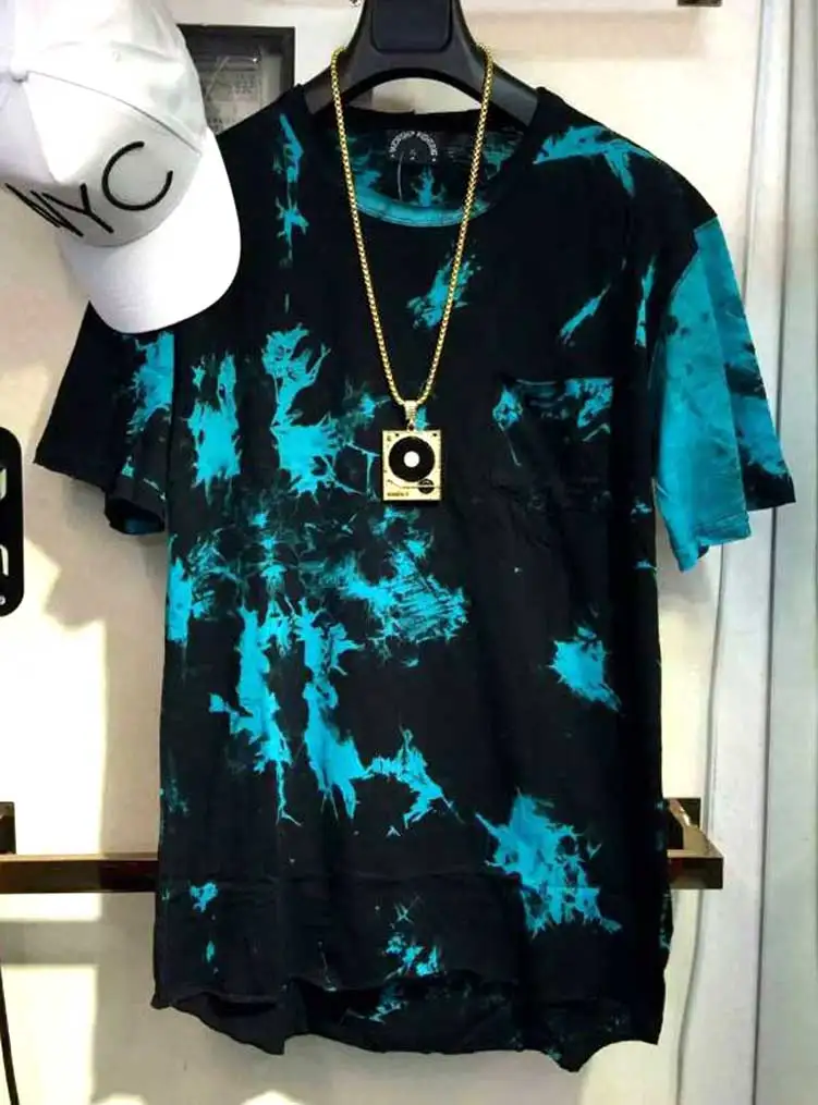 

New balm Hip Hop T shirt tie dye Tops Tee Extended side zipper T shirt Men Swag urban Clothing kanye west T shirt M-XL