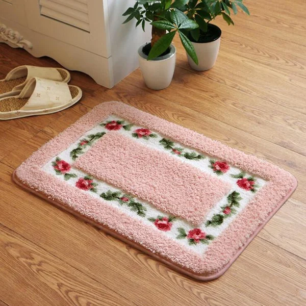 Ванная комната ковры абсорбирующие мягкий половик из пены с эффектом памяти коврики квадратный Нескользящие коврики для ванной - Цвет: Pink