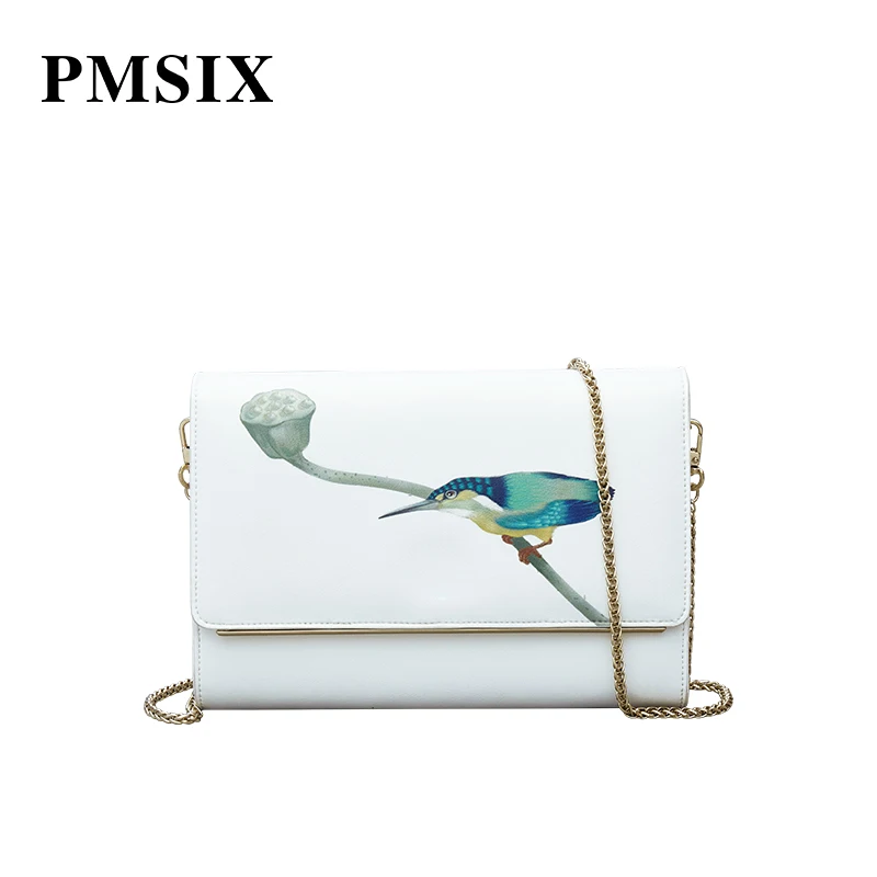 

PMSIX Ladies Small Shoulder Bags Split Leather Women Crossbody Messenger Bags Casual Small Chain Clutch Flap Bags