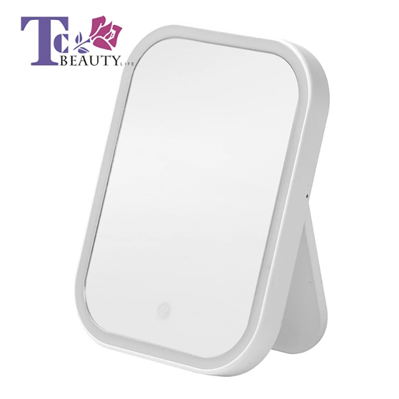 

LED Makeup Mirror Home Vanity Tabletop Rechargeable With Light ABS 3.7V Folding Portable Dormitory Fill Light Makeup Mirror