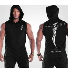 Мужские спортивные куртки с капюшоном без рукавов, спортивные куртки с капюшоном Kanga Pocket Cool Muscle Cut Gym Hoodie для бодибилдинга Stringer Tank Top