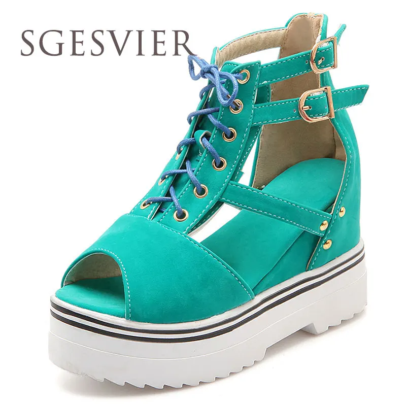

SGESVIER New Ladies Platform Sandals Summer Open Toe Sandals Women's Shoes Slope With Platform Wedge Sandals Pink Black G835