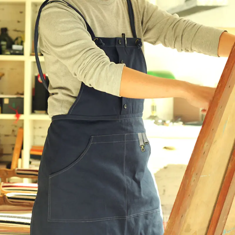 

Full Length Blue Denim Apron Florist Painter Gardener Carpenter Tattoo Artist Crafting Work Wear Barista Cafe Bakery Uniform B42