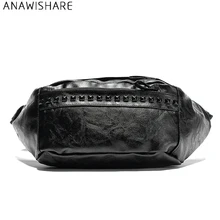 Anawishare Мужские поясные сумки кожаные нагрудные сумки с заклепками поясная сумка мужская нагрудная сумка с ремнем сумка мужская портативная поясная сумка