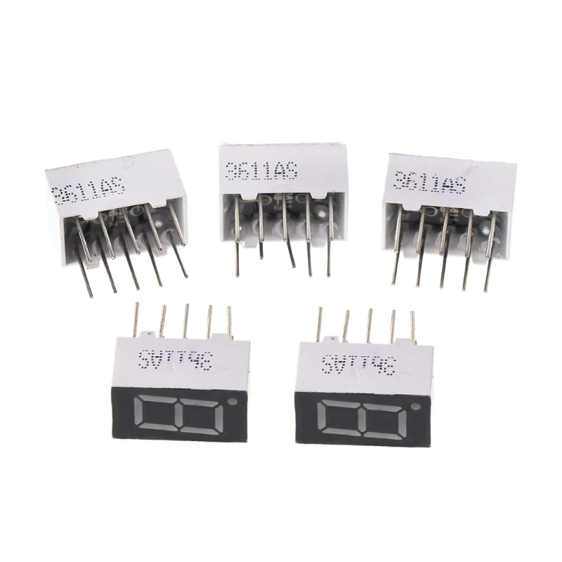 

5Pcs 0.36" Common Cathode 1 Bit 10 Pin 7 Segment Red LED Display Digital Tubes
