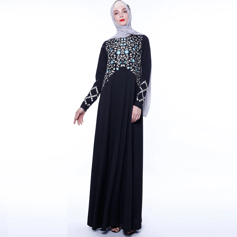 Вышивка абайя платье из Дубая мусульманский хиджаб платье абайя s женский Восточный халат Пакистан турецкие Платья Восточный халат из