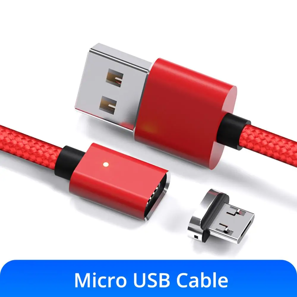 Ankndo Micro USB кабель Магнитный кабель Быстрая зарядка нейлоновый провод магнит Быстрая зарядка для смарт мобильный телефон, планшет на OC android устройство - Цвет: Red Micro Cable