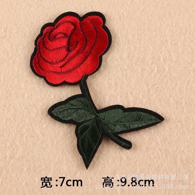 Rose Peony Flower Plant Iron Patches for Clothing Embroidery Stickers  Fabric Flowers Sew on Embroidery Patch Flower Applique DIY - AliExpress