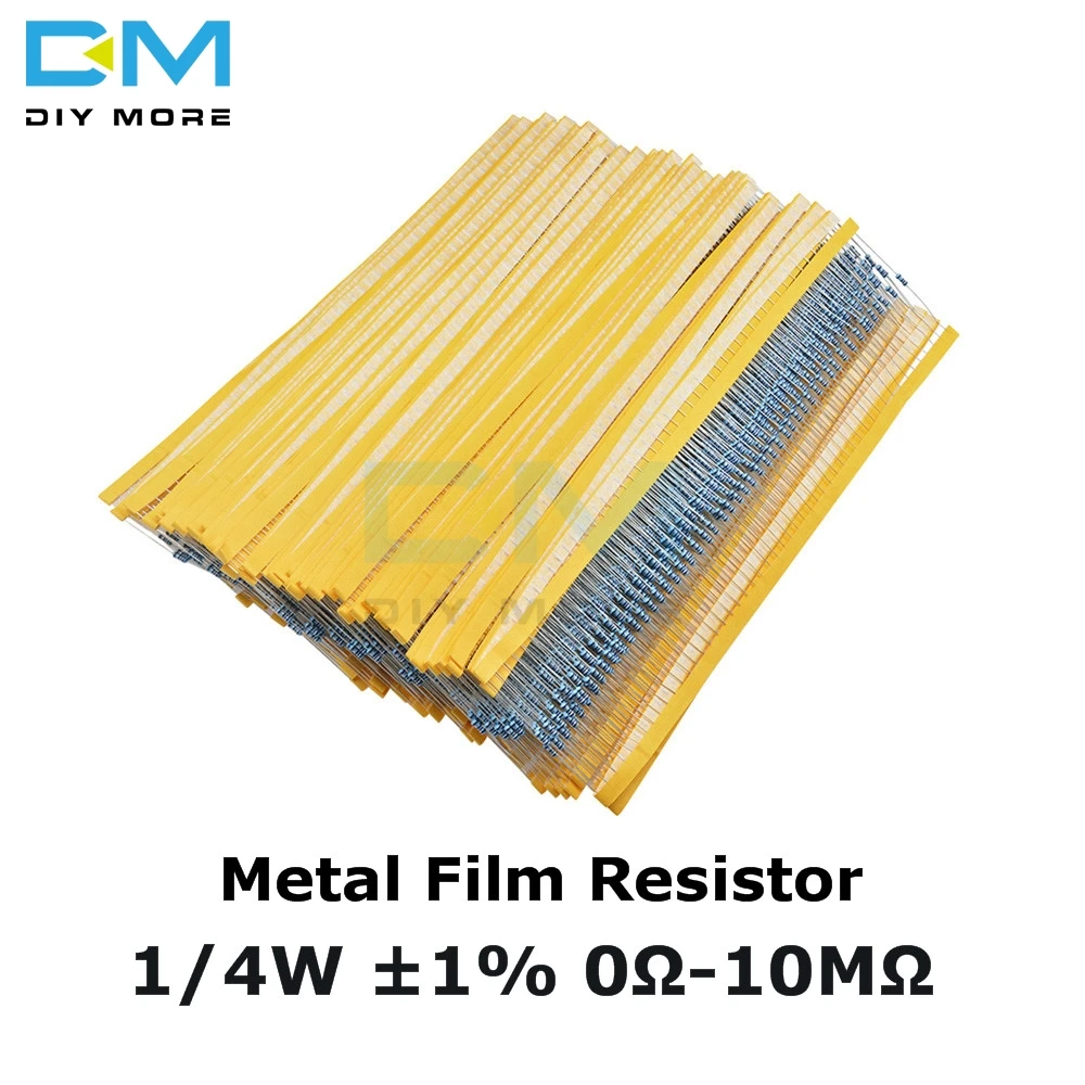 Металлический пленочный резистор 1/4 Вт 100 + 0 25 1% 0R 10M 0Ohm 10Ohm 100R 220R 330R 1K K 1 5 2 3 4 7 1M 2M