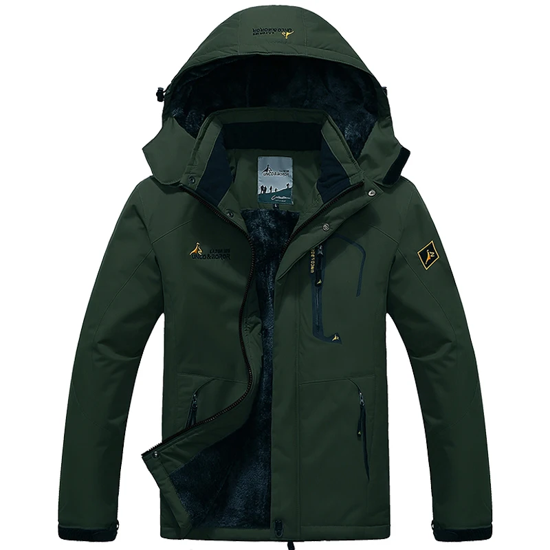 Kopen YIHUAHOO Winterjas Mannen 5XL 6XL Dikke Warme Parka Jas Waterdicht Berg Jas Zakken Hooded Fleece Windjack Mannen