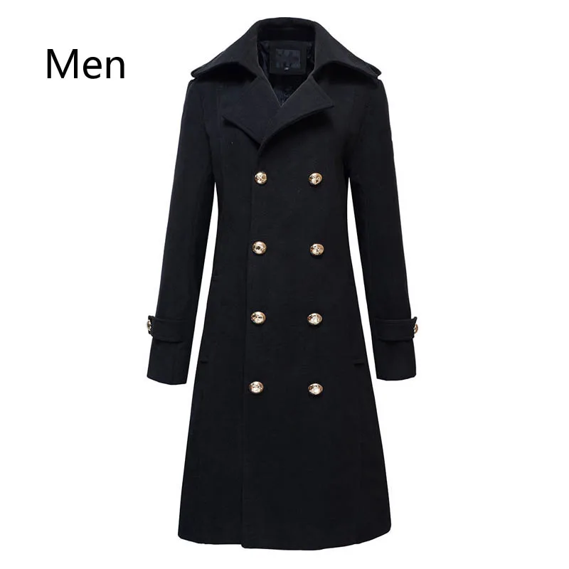 Winter Mens Military Double Breasted Wool Blend Long Jackets For Man Female Cotton Padded Warm Long Coats Male Windbreakers