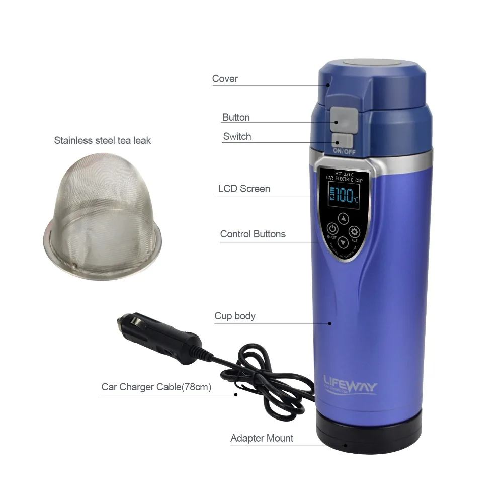 Goede 350ml Auto Verwarming Cup 12 V 24 V Boiler Waterkoker Koffie Thee Kokend Verwarmde Mok Voertuig Water heater Maker Reizen waterkoker voor Auto