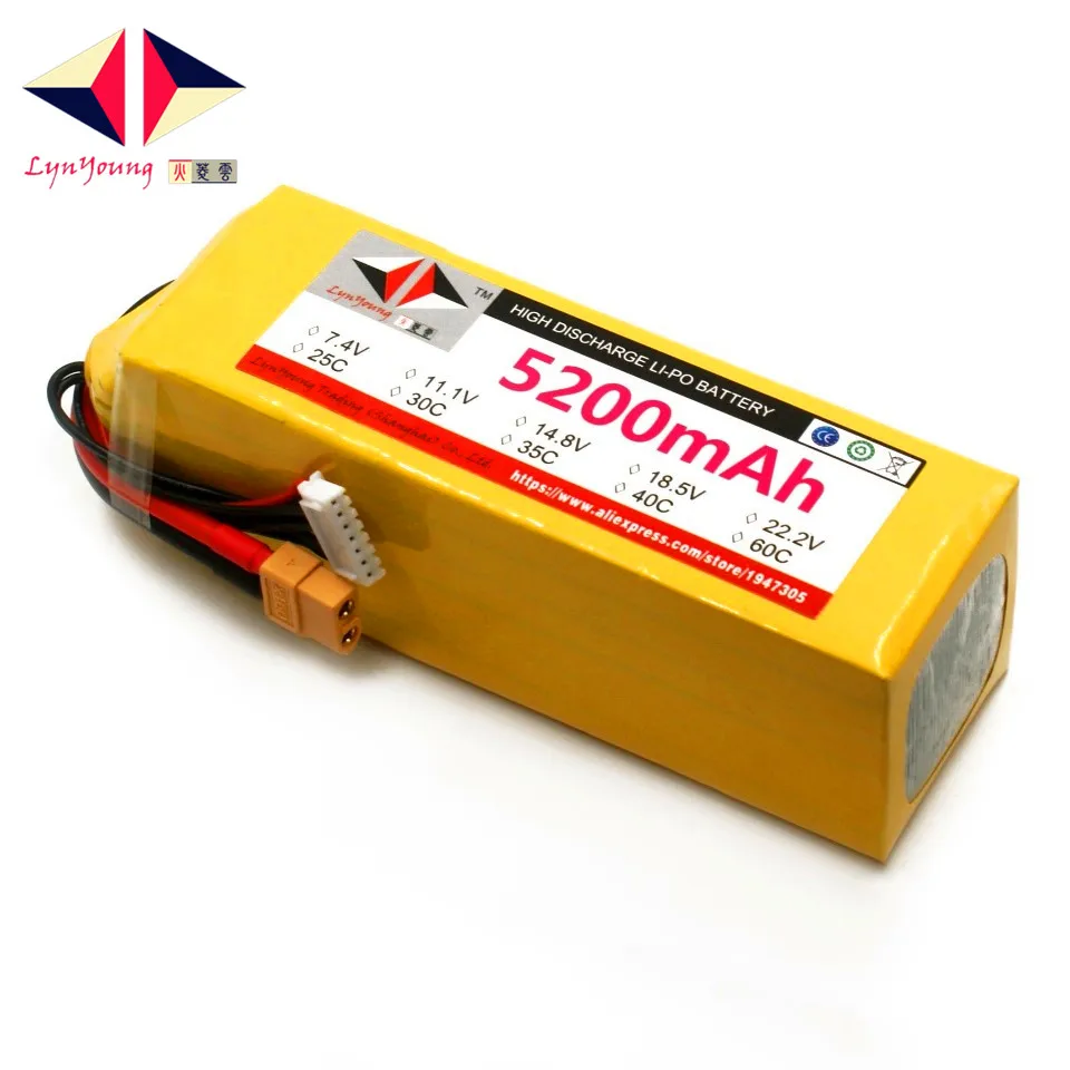 

LYNYOUNG 6S lipo battery 22.2V 5200mAh 35C MAX 70C For Car Drone