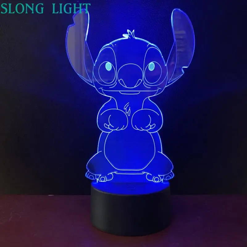  Cartoon Teddy Stitch Night Light LED 3D Illusion Decorative Lamp Child Kids Baby Nightlight Stich D - 32971382921