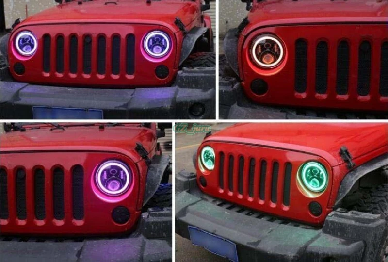 Автозапчасти 50 Вт LED 7 дюймов Фары для автомобиля с Bluetooth RGB Halo 2 шт. для 1997- Jeep Wrangler JK