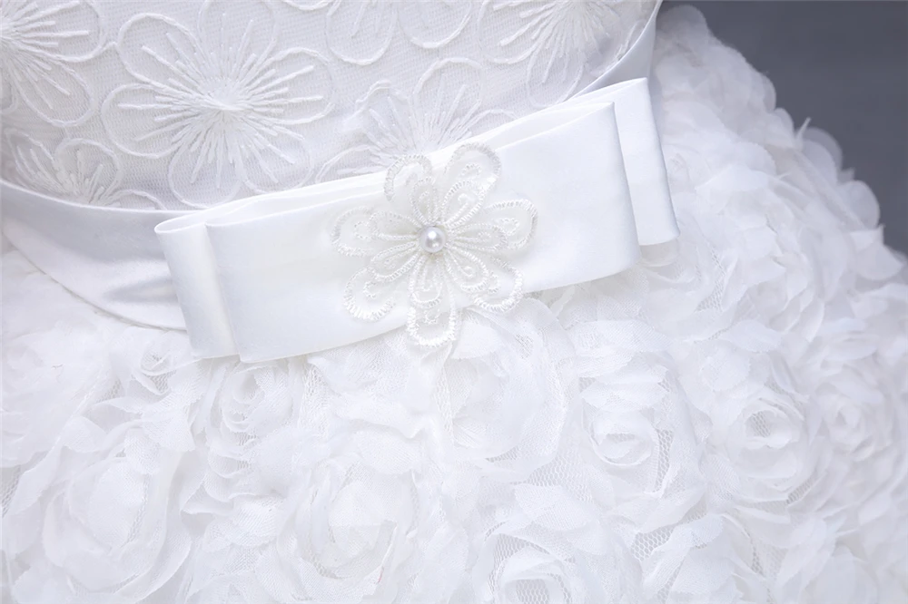 White Flower Daby Girl Wedding Dress Cute Summer Infant 1 Year Birthday Evening Patry Princess Dress Newborn Christening Gown 2T (6)