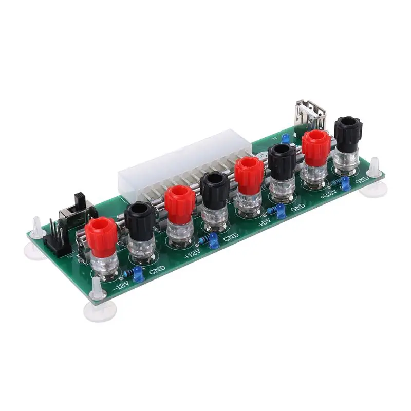 ATX Benchtop Computer Power Supply Electric Circuit 24Pins Breakout Board Module DC Plug Connector USB 5V 5