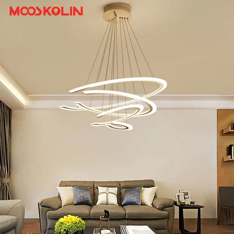 

2018 New Modern led pendant lights for living room dining room 4/3/2/1 Circle Rings acrylic LED Lighting ceiling Lamp fixtures