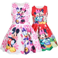 Платье для девочек, 5 цветов милое платье с Микки и Минни летнее удобное праздничное платье принцессы костюм для девочек Детские платья для девочек от 2 до 8 лет
