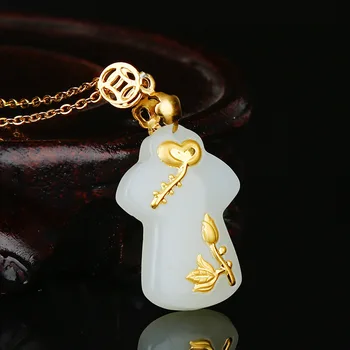 

2020 New Asg Choker Necklace Hetian Pendant Inset Jades Cheongsam Natural Wek-jin And Ms Style With Chain Food On The Table