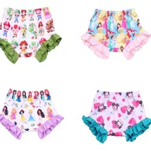 Лидер продаж, штаны с героями мультфильмов для маленьких девочек эксклюзивные детские шаровары принцессы, летние милые Детские Блумер С Рюшами Milksilk