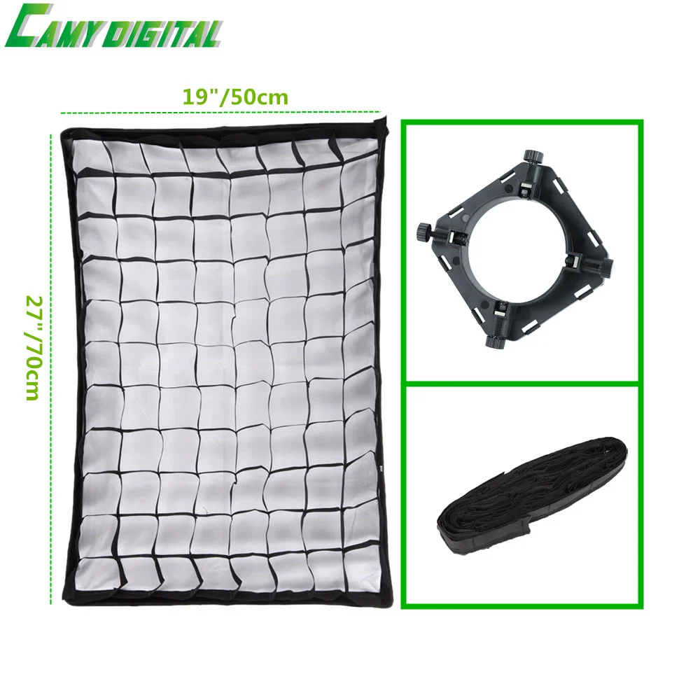 

Godox 19"x27" / 50x70cm Rectangular Photo Studio Softbox+the Gird Universal Mount For K-150A/K-180A/250SDI/300SDI/E250/E300,etc