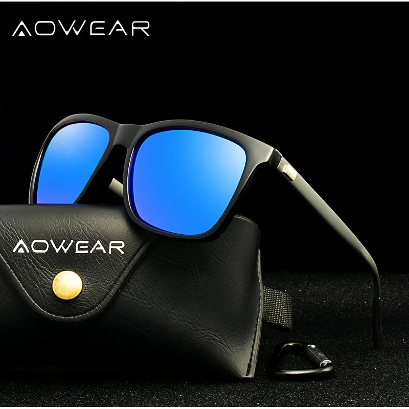 

Солнечные очки AOWEAR в винтажном стиле унисекс, квадратные, для мужчин и женщин, UV400, солнцезащитные очки с покрытием зеркал для вождения