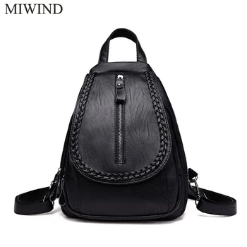 

MIWIND Women Backpack Genuine Leather Backpacks Softback Bags Brand Name Bag Sheepskin Backpacks Girls Backpack WUB088