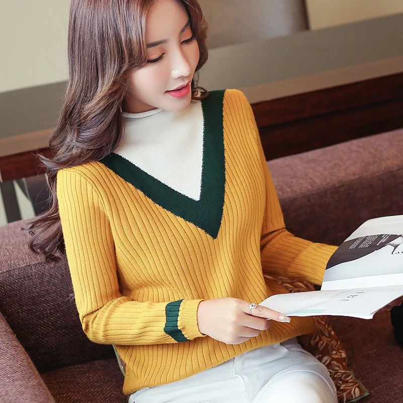 2018 Spain Winter Cotton Sweater Women Blouse Pullover Knitted Ribbed