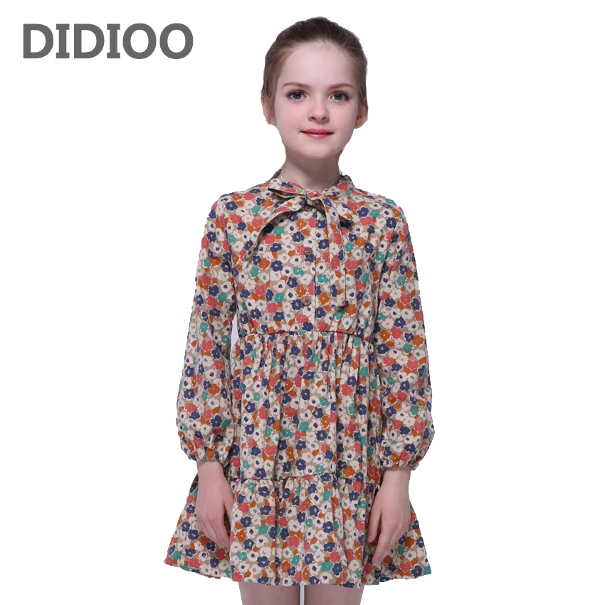 Детские Платья с цветочным рисунком для девочек, бальные платья с длинными рукавами для девочек, весенне-осенние приталенные платья, Vestido Menina, 2, 4, 6, 8, 10, 12 лет