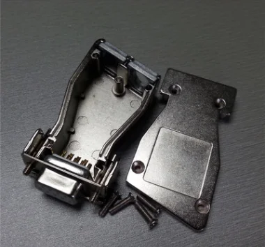 

D-SUB Metal Shell DB9 9Pin Adapter Iron Case with 2 Hole Out Line Silver Housing