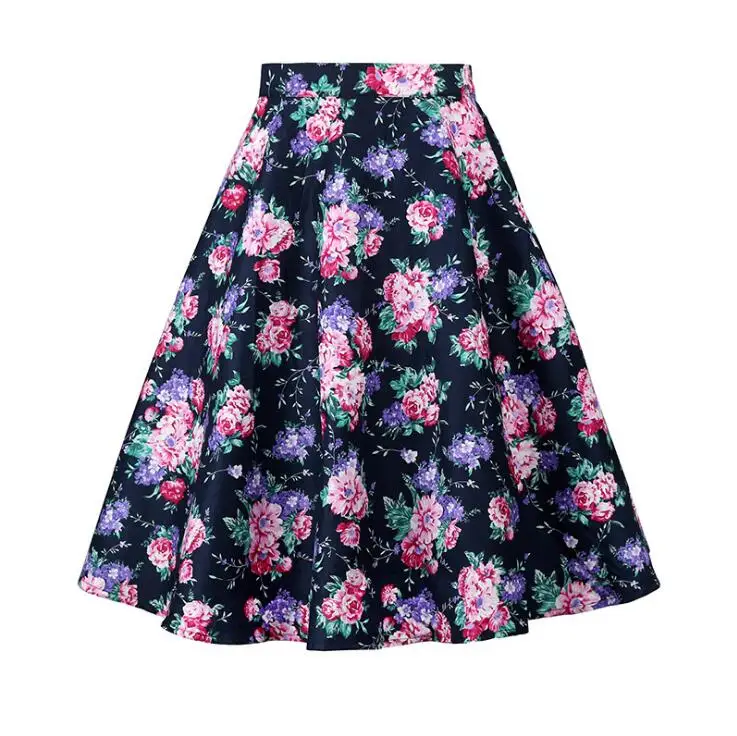 Черная летняя винтажная юбка с цветочным принтом для женщин s Modis повседневная короткая юбка трапециевидной формы с 15 стилями для женщин Новинка - Цвет: 005