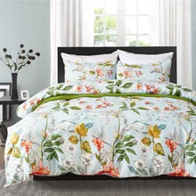 Pastoral Style Big Flowers Bedding Set Bedclothes Sanding Pillowcase Duvet Cover Sets Lily Pattern Home Textiles Pillow Cover