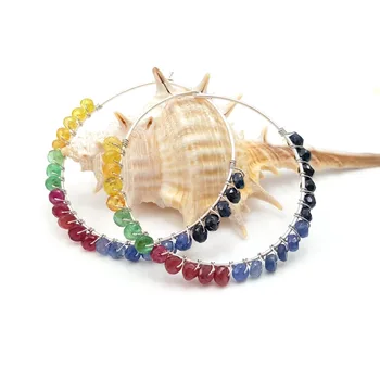 

LiiJi Unique Larimar,Pyrite,Spinel,Labradorite,Onyx,Ruby Sapphire Emerald 925 Silver Big Hoop Earrings Women Fashion Jewelry