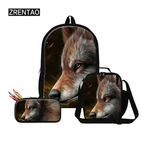 wolf schoolbag set