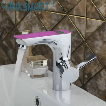 

bathroom basin Digital Display Bathroom Chrome Brass 97123 Deck Mounted Basin Sink Basin Faucets Torneira Faucets,Mixers Taps
