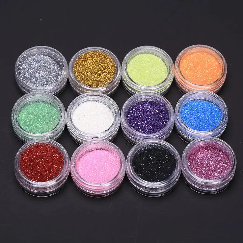 12PCS Mix Color Glitter Dust Powder Nail Art Dust Manicure Beauty