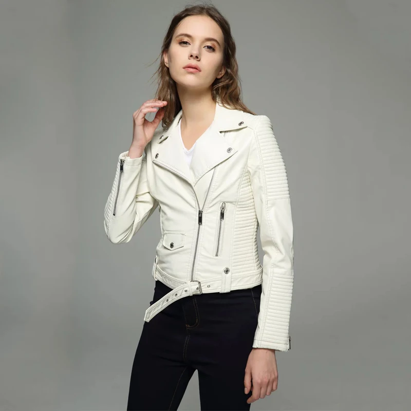Женская мотоциклетная куртка TMODA249 Новинка осени 2020 белые Байкерские Куртки из