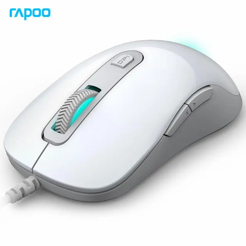 Новая программируемая игровая мышь Rapoo V16 2000 dpi, 6 кнопок, с подсветкой, USB, Проводная оптическая мышь для геймера, для ПК, компьютера, ноутбука - Цвет: Белый