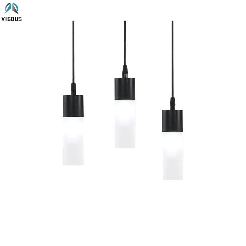 الشمال بار g9 أدى قلادة ضوء ماتي أسود الزجاج أنبوب ظلال إسقاط كابل شنقا مصباح ضوء الجدول بريقا luminarias