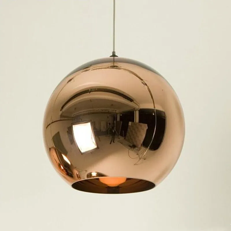 Modern Copper/Sliver/Gold glass ball lampshade Inside Mirror pendant