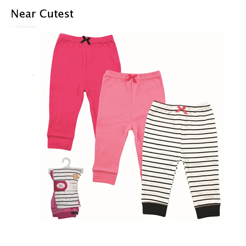 3 шт./партия, штаны для маленьких мальчиков и девочек хлопковые эластичные Короткие штаны для малышей 0-12 месяцев