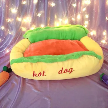 

Soft Warm Pet Bed Hot Dog Pad Pet Cushion U-Shaped Pattern Hot Dog Dog Bed 10.24