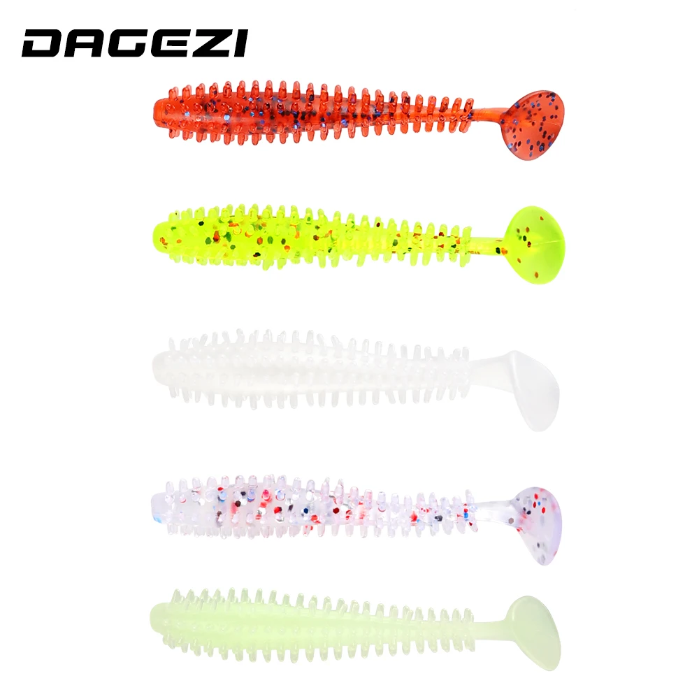 

DAGEZI 5pcs/lot Soft lure Swimbaits T tail soft fishing lure Jig Head 6.8CM/1G Soft Artificial Bait for Fly Fishing Tackle