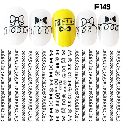 Самоклеющиеся наклейки для ногтей серии F, 12*7,5 см, наклейки для ногтей с цветами, наклейки для дизайна ногтей, украшения для маникюра - Цвет: F143 black