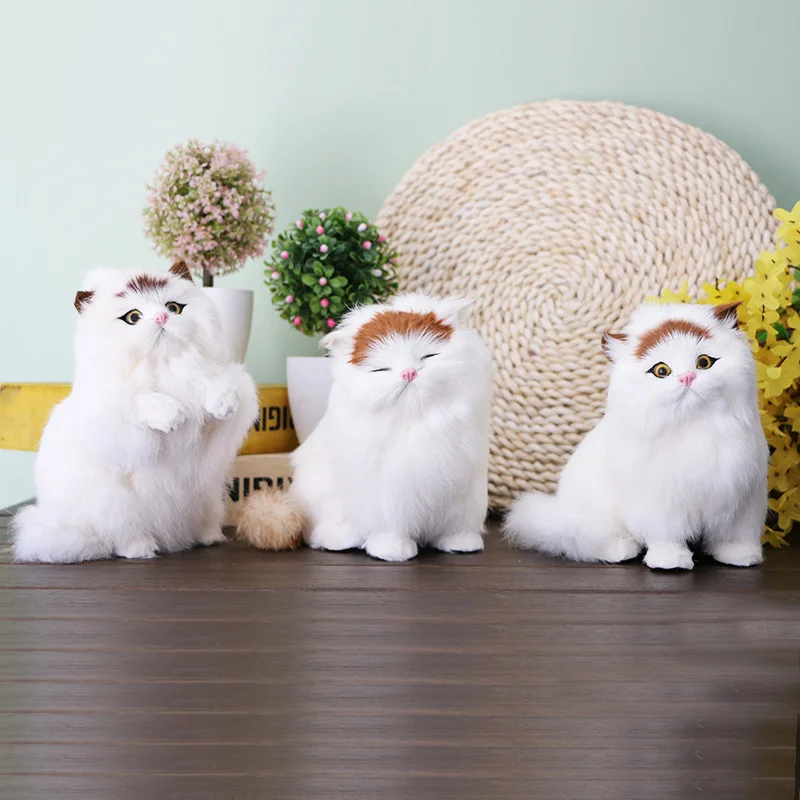 Cat Figurines Miniature Home Decor Accessories Stuffed Plush Cats Toys